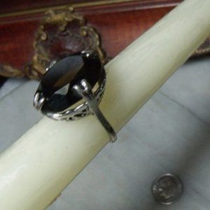Antique White 14k Gold Heavy Smoky Topaz Rare Fits Size 8 & Size 7.5 Ring
